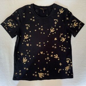 Maje Black and gold embroidered t-shirt